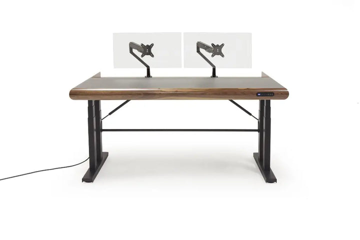 Argosy Radius Signature w/67" Straight Top, Height Adjustable Steel Legs, Bullnose Edge - Walnut Trim Upgrade