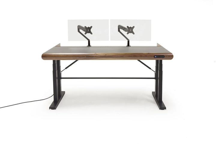 Argosy Radius Signature w/67" Straight Top, Height Adjustable Steel Legs, Bullnose Edge - Walnut Trim Upgrade