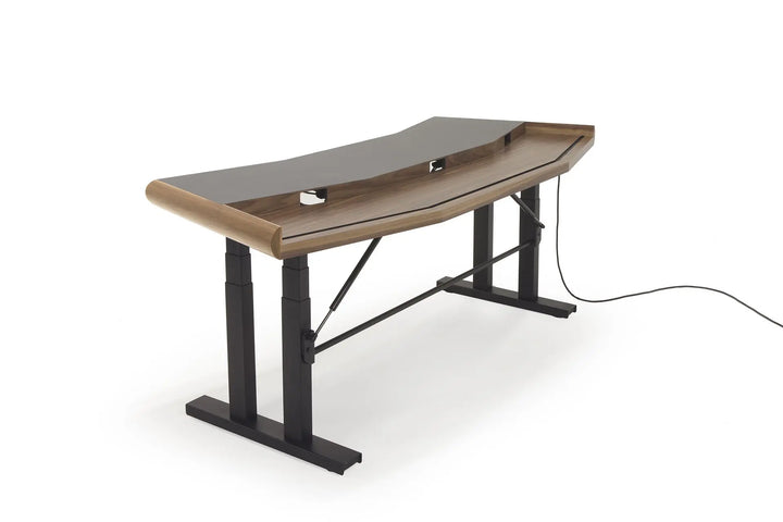 Argosy Radius Signature w/67" Splayed Top, Height Adjustable Steel Legs, Bullnose Edge - Walnut Trim Upgrade
