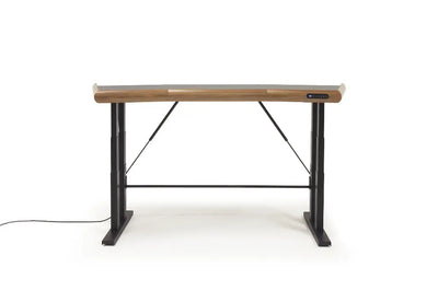 Argosy Radius Signature w/67" Splayed Top, Height Adjustable Steel Legs, Bullnose Edge - Walnut Trim Upgrade
