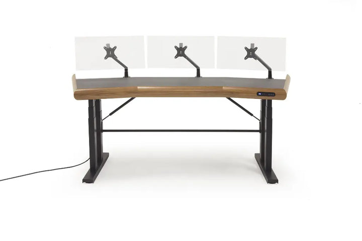 Argosy Radius Signature w/67" Splayed Top, Height Adjustable Steel Legs, Bullnose Edge - Walnut Trim Upgrade