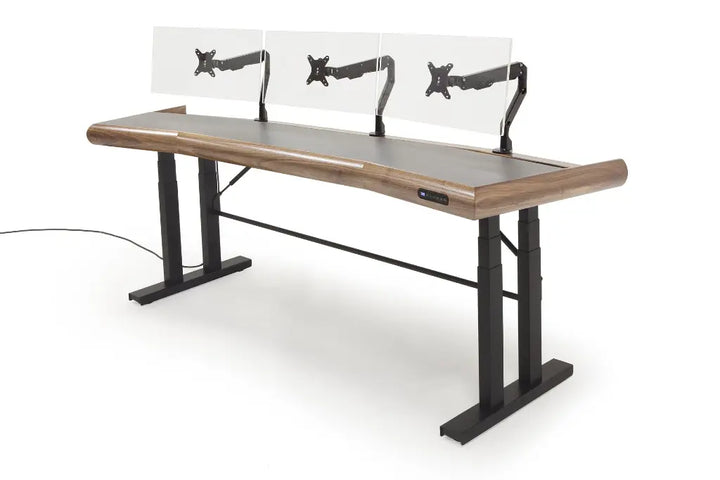 Argosy Radius Signature w/78" Splayed Top, Height Adjustable Steel Legs, Bullnose Edge - Walnut Trim Upgrade