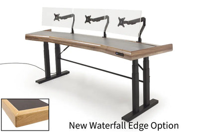 Argosy Radius Signature w/78" Splayed Top, Height Adjustable Steel Legs, Waterfall Edge - Standard Trim