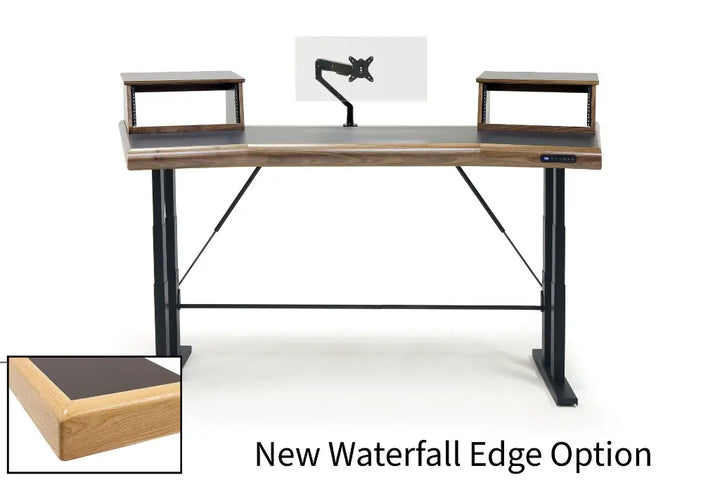 Argosy Radius Signature w/78" Splayed Top, Height Adjustable Steel Legs, Waterfall Edge - Standard Trim