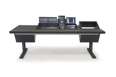 Argosy Eclipse for S4, 4 Foot Wide, Desk Left, Rack Right, Black End Panels, Black legs