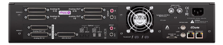 Apogee Symphony I/O Mk II 8x8 MP + 16x16 SE Thunderbolt 3/Dante Interface – front