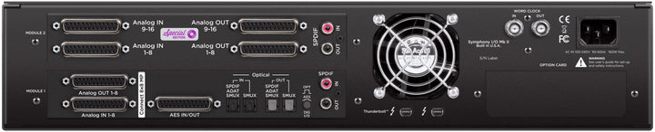 Apogee Symphony I/O Mk II 8x8 MP + 16x16 SE Thunderbolt 3 Interface – front