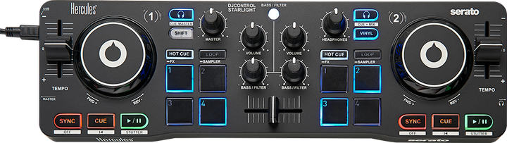 Hercules DJ CONTROL STARLIGHT Compact DJ Controller With LED