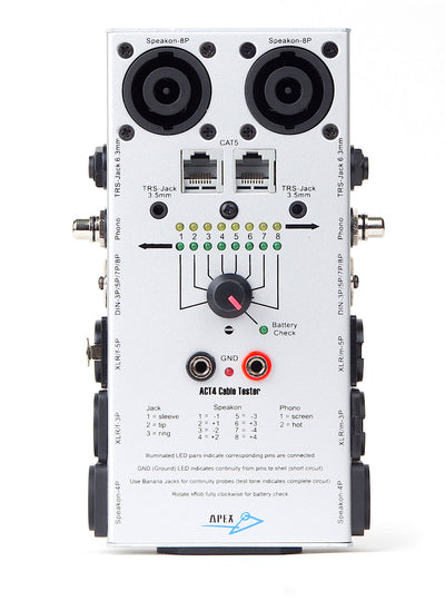 Apex ACT4 Deluxe Cable Tester – XLRM, XLRF, ¼-inch bal/unbal, RCA, MIDI - Cable Accessories