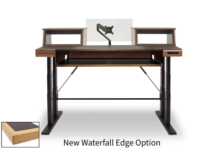 Argosy Radius Composer for 61 Keys, Straight Top, Height Adjustable Steel Legs, Waterfall Edge - Standard Trim