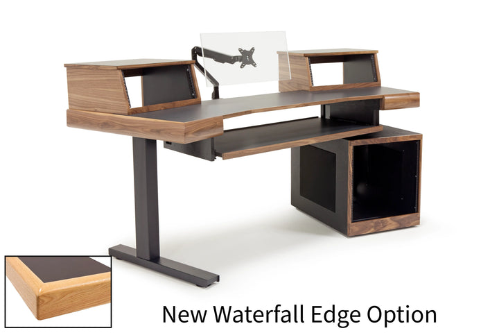 Argosy Radius Composer for 61 Keys, Splayed Top, 1) Straight 10sp Base Rack, 1) Steel Leg, Waterfall Edge - Standard Trim