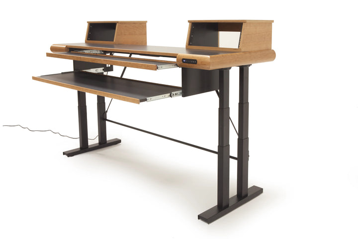 Argosy Radius Composer with Dual Pull-Out Keyboard Tray for 61 Keys, Straight Top, Height Adjustable Steel Legs, Bullnose Edge - Standard Trim