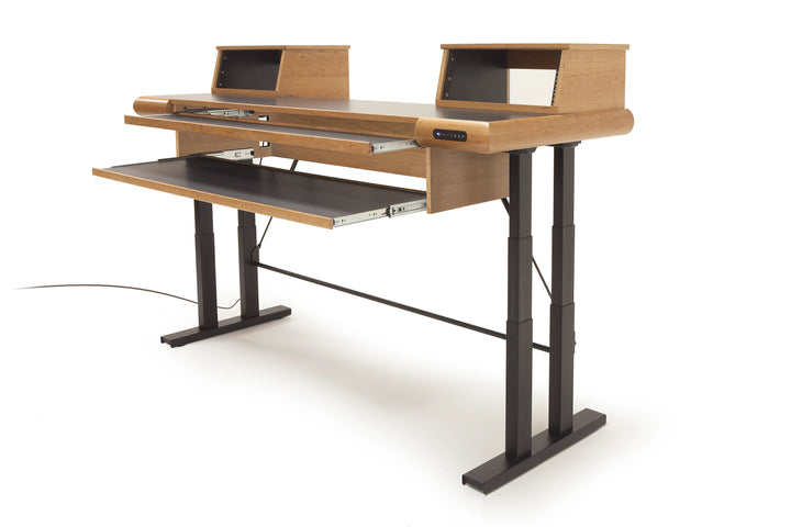 Argosy Radius Composer with Dual Pull-Out Keyboard Tray for 61 Keys, Splayed Top, Height Adjustable Steel Legs, Bullnose Edge - Standard Trim