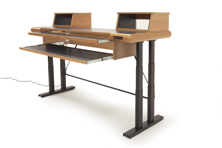 Argosy Radius Composer with Dual Pull-Out Keyboard Tray for 88 Keys, Straight Top, Height Adjustable Steel Legs, Bullnose Edge - Standard Trim