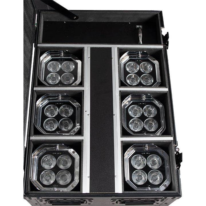 ADJ 6 x MIRAGE-Q6-IP (Battery) Fixtures with Flight Case