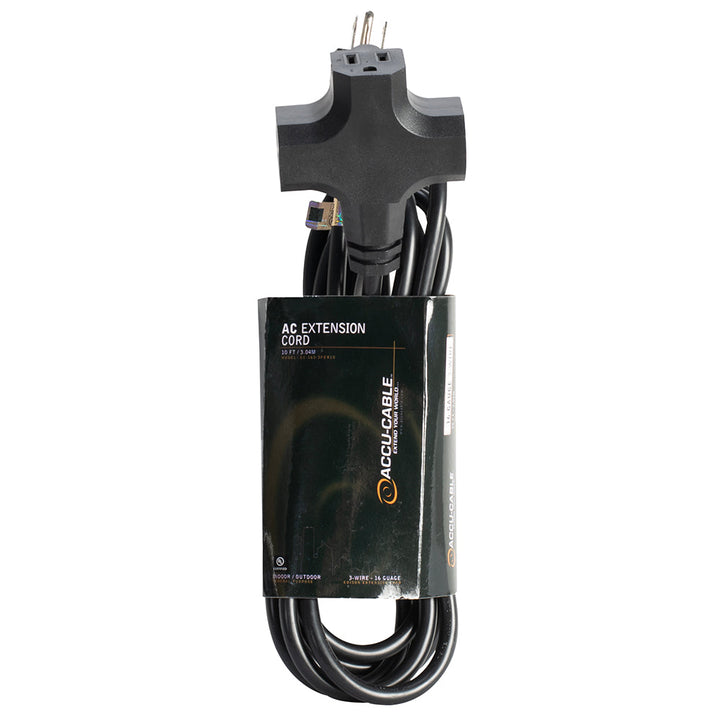 ADJ 16-Gauge AC Extension Cord with Triple Tap - 10ft