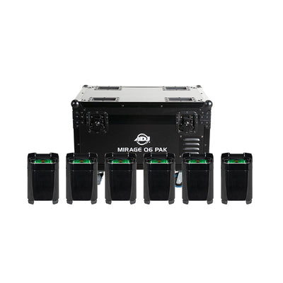 ADJ 6 x MIRAGE-Q6-IP (Battery) Fixtures w/Flight Case - Black