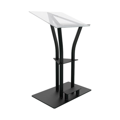 Global Truss DT-ERGO-LECTERN-BLK Aluminum Lectern Podium w/Top/Foot Stand/Shelf (Black)