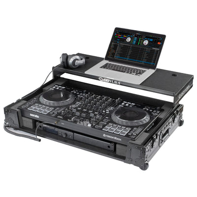 Odyssey Odyssey FZGSDDJFLX10CWBL Glide-Style 1U Flight Case for DDJ-FLX10 - Black, Corner Wheels