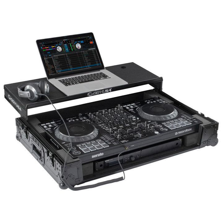 Odyssey FZGSDDJFLX10CWBL Glide-Style 1U Flight Case for DDJ-FLX10 - Black, Corner Wheels – view 2