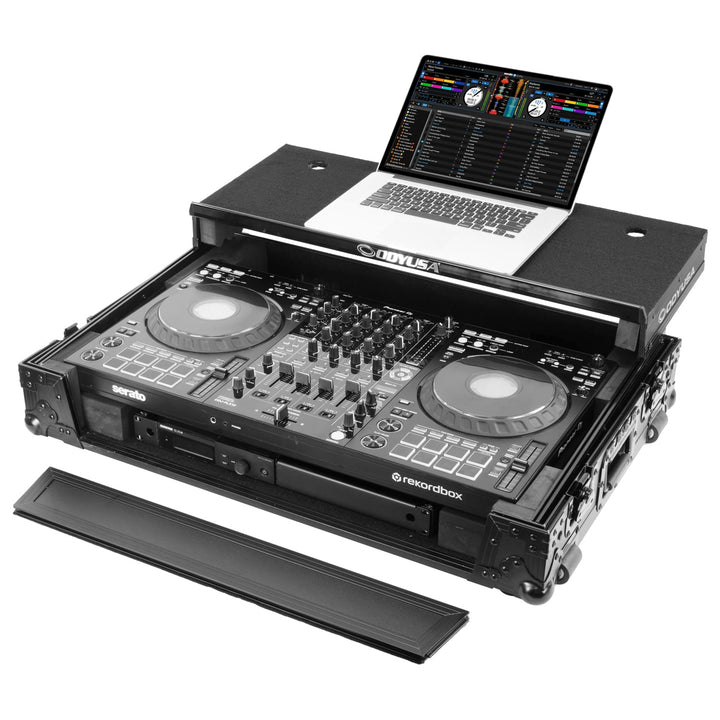 Odyssey FZGSDDJFLX10W1BL Glide-Style 1U Flight Case for Pioneer DJ DDJ-FLX10 - Black, Wheels