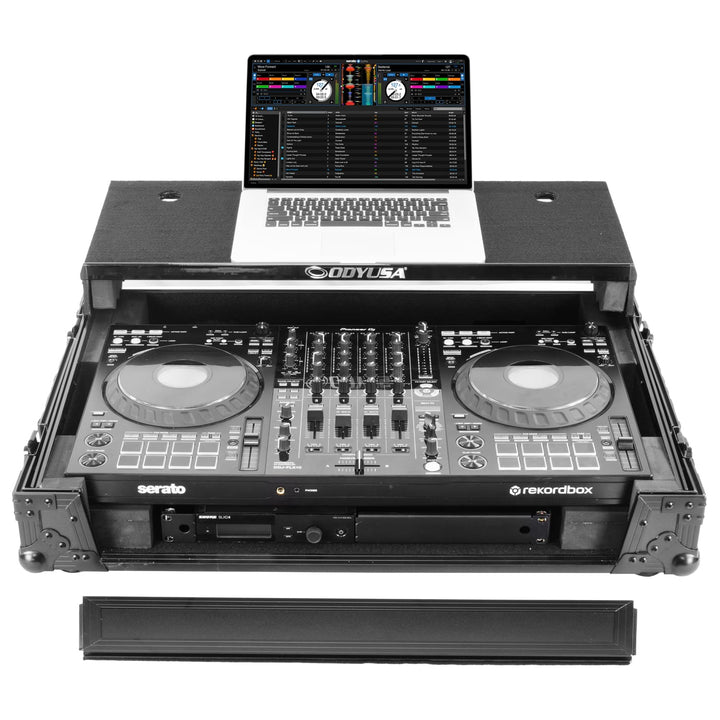 Odyssey FZGSDDJFLX10W1BL Glide-Style 1U Flight Case for Pioneer DJ DDJ-FLX10 - Black, Wheels – view 2