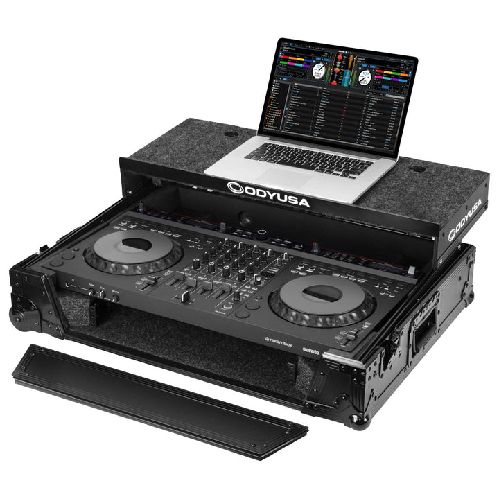 Odyssey FZGSDDJGRV6BL1UCW Glide-Style 1U Flight Case for AlphaTheta DDJ-GRV6 - Black, Wheels