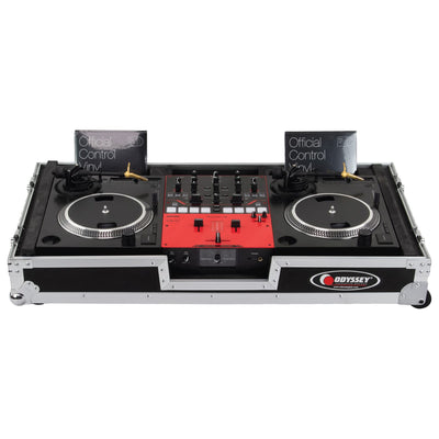 Odyssey Odyssey FZRP7BM10W Flight Case for Reloop RP-7 and 10" Mixer - Wheels