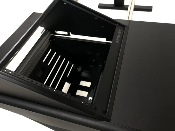 Argosy Eclipse for S1x4+D, 8sp Rack Left, Desk Right, Mahogany EPs, Black legs