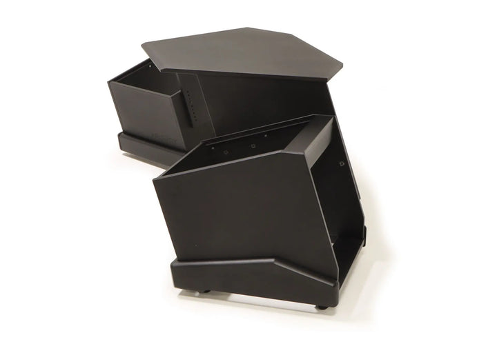Argosy NOVA H10 Workstation with 2) 10ru racks, powder coated finish, mahogany base, casters