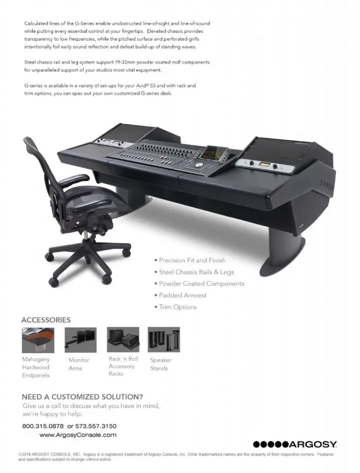 Argosy G30 for Avid S3 & Dock w/2 9 Space Racks, Mahogany End Panels & Gunmetal Gray Legs