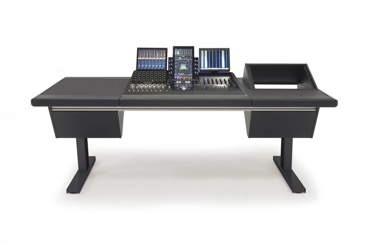 Argosy Eclipse for S4, 3 Foot Wide, Desk Left, 8sp Rack Right, Mahogany EPs, Black legs