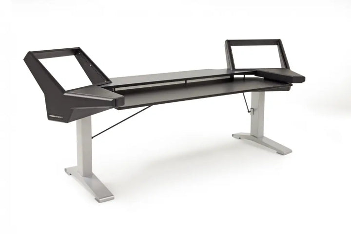 Argosy Halo K88 Desk w/Black EPs, Mahogany Top, Silver Legs