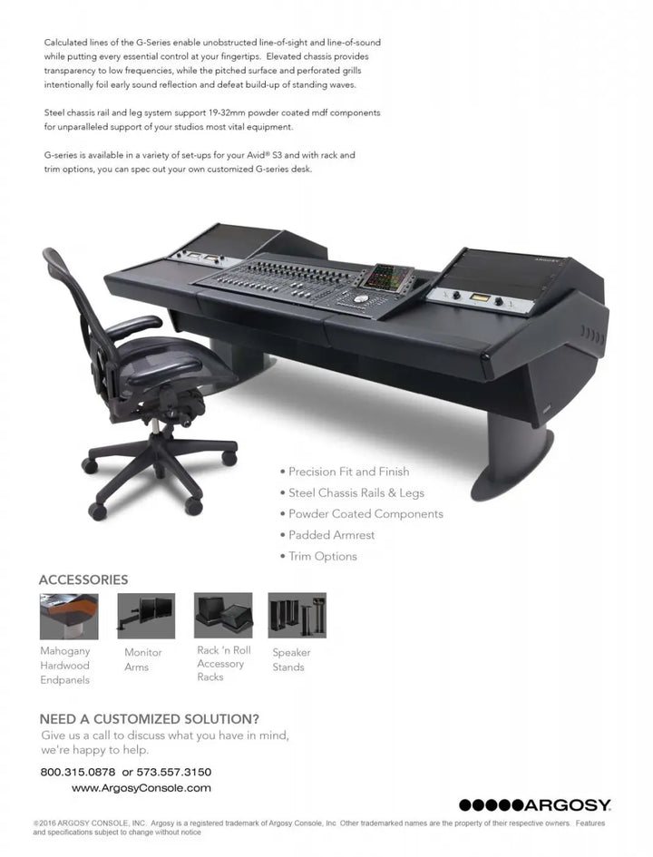 Argosy G30 for Avid S3 & Dock w/2 9 Space Racks, Mahogany End Panels & Gunmetal Gray Legs