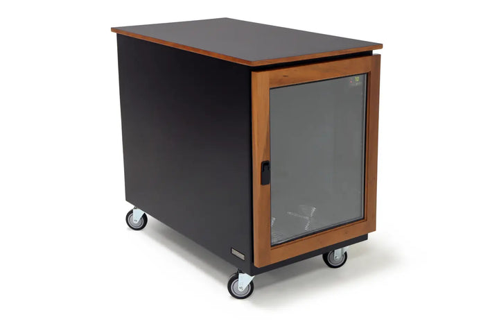 Argosy IsoBox PRO 12RU, Black Satin on Oak Trim, with Black Traceless Top, Right Door Swing