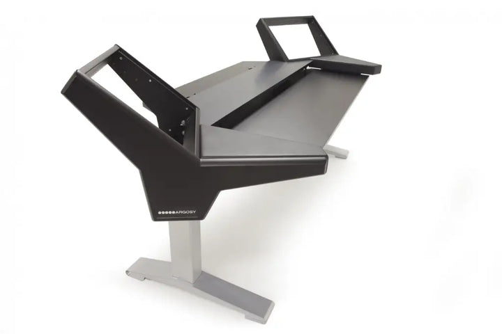 Argosy Halo K88 Desk w/Black EPs, Mahogany Top, Silver Legs