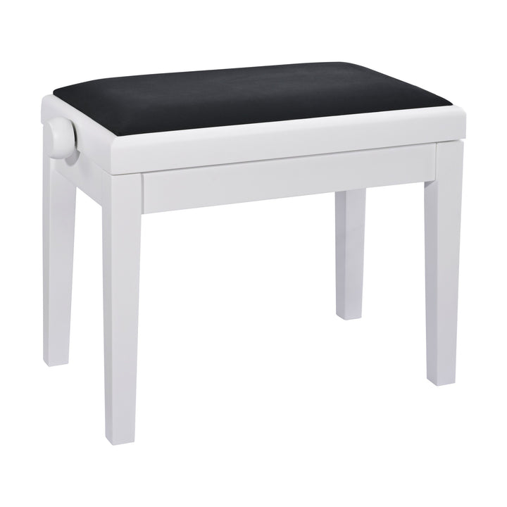 K&M 13925 Piano Bench (Matte White, Black Velour Seat)