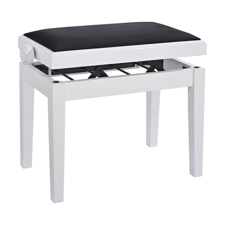 K&M 13927 Piano Bench (Gloss White, Black Velour Seat) – view 2