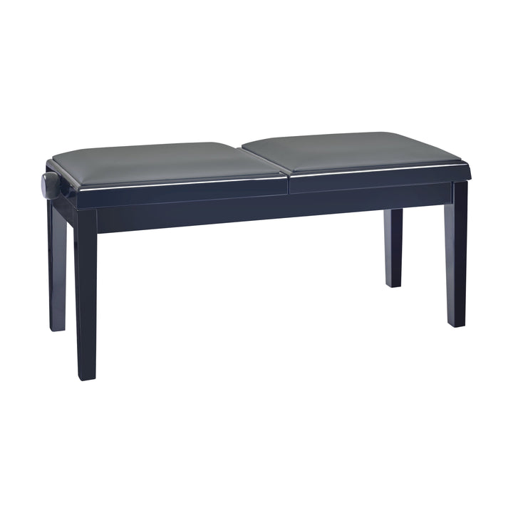 K&M 13949 Double-Seat Piano Bench (Gloss Black, Black Imitation Leather Seats)
