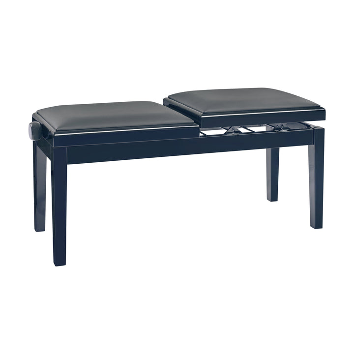 K&M 13949 Double-Seat Piano Bench (Gloss Black, Black Imitation Leather Seats) – view 2