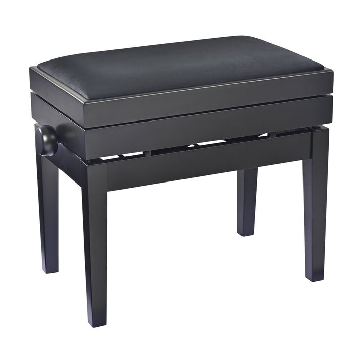K&M 13955 Piano Bench with Sheet Music Storage (Matte Black, Black Velour Seat)