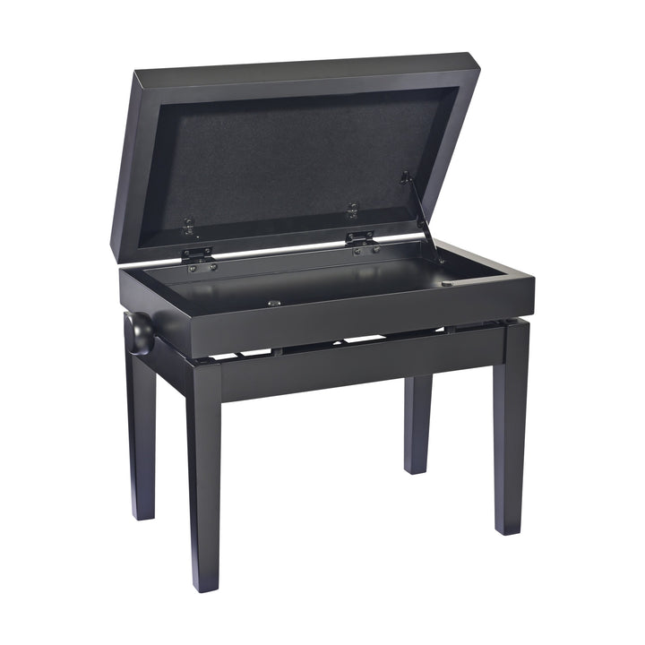 K&M 13955 Piano Bench with Sheet Music Storage (Matte Black, Black Velour Seat) – view 2