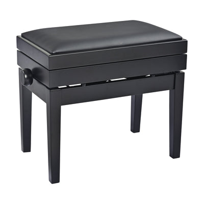 K&M K&M 13956 Piano Bench with Sheet Music Storage (Matte Black, Black Imitation Leather Seat)