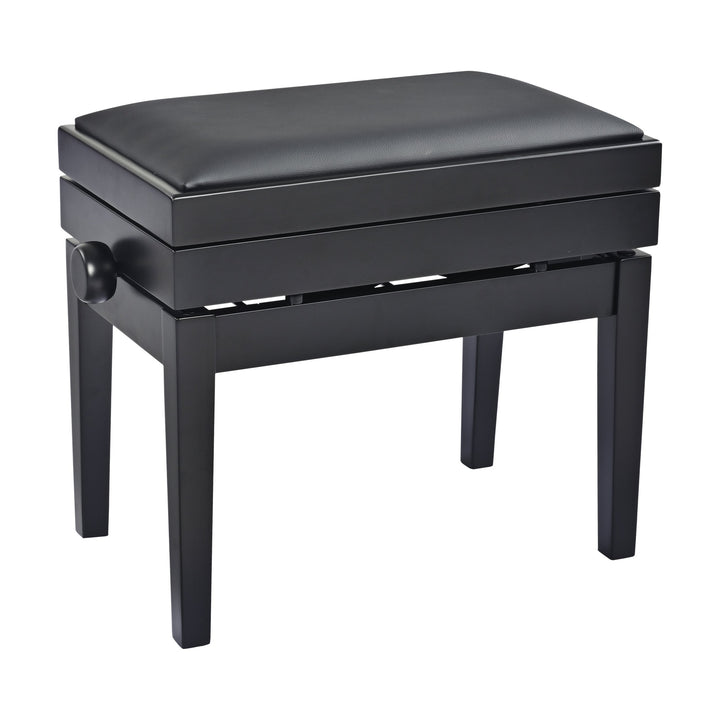 K&M 13956 Piano Bench with Sheet Music Storage (Matte Black, Black Imitation Leather Seat)