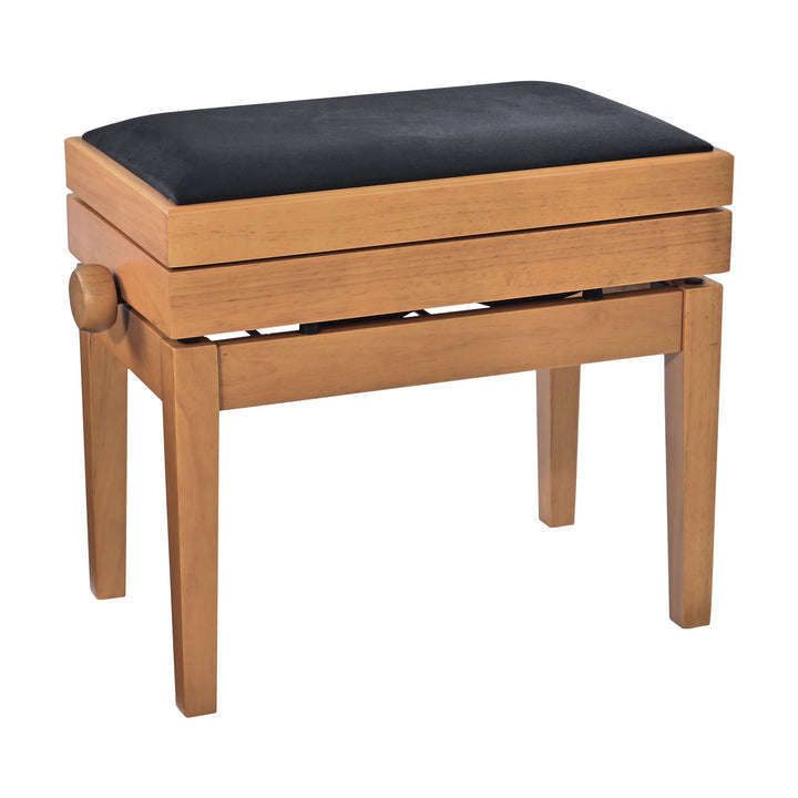 K&M 13957 Piano Bench with Sheet Music Storage (Matte Natural, Black Velour Seat)