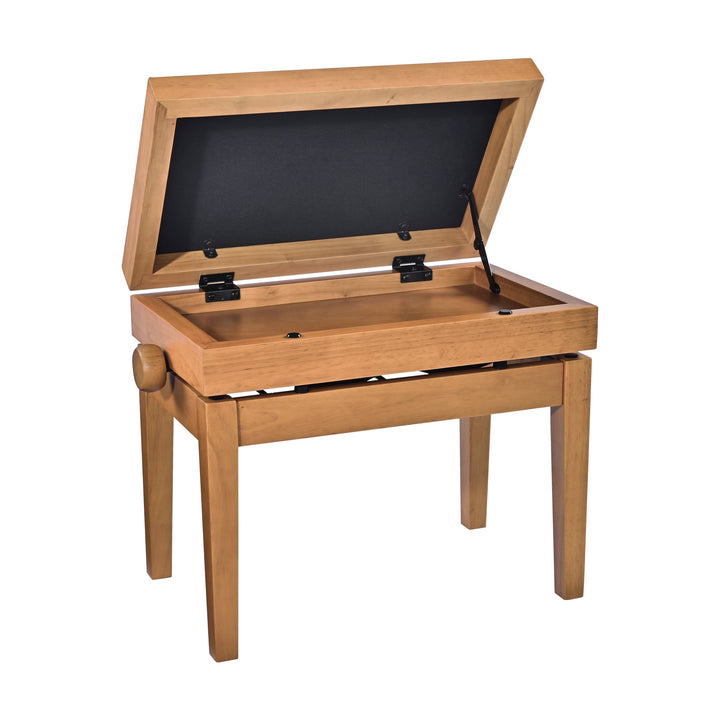 K&M 13957 Piano Bench with Sheet Music Storage (Matte Natural, Black Velour Seat) – view 2