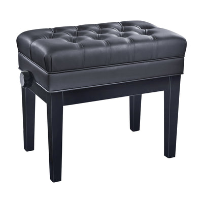 K&M K&M 13986 Deluxe Piano Bench with Sheet Music Storage (Gloss Black, Black Imitation Leather Seat)