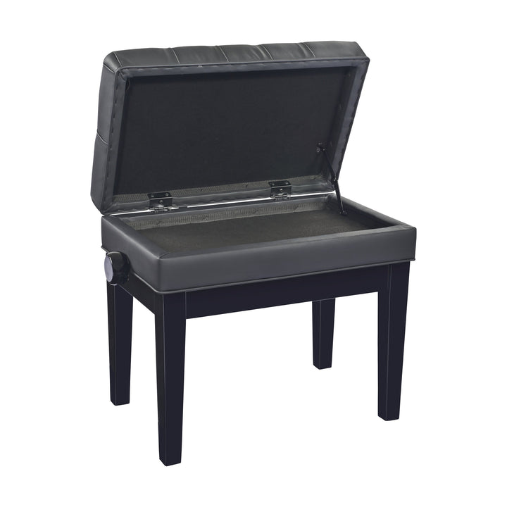 K&M 13986 Deluxe Piano Bench with Sheet Music Storage (Gloss Black, Black Imitation Leather Seat) – view 2