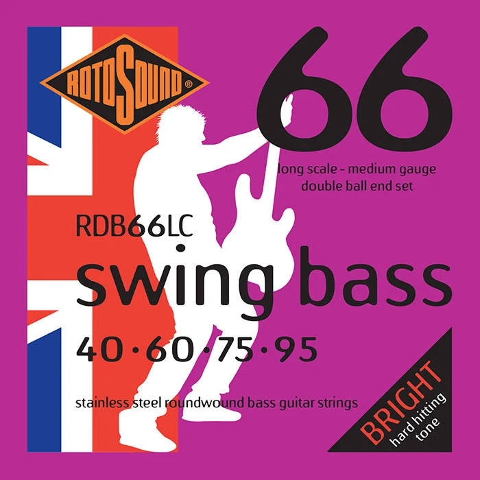 Rotosound Swing Bass 66 RDB66LC Stainless Steel Double Ball End 4-String Bass Strings (40-95) - Instrument Accessories