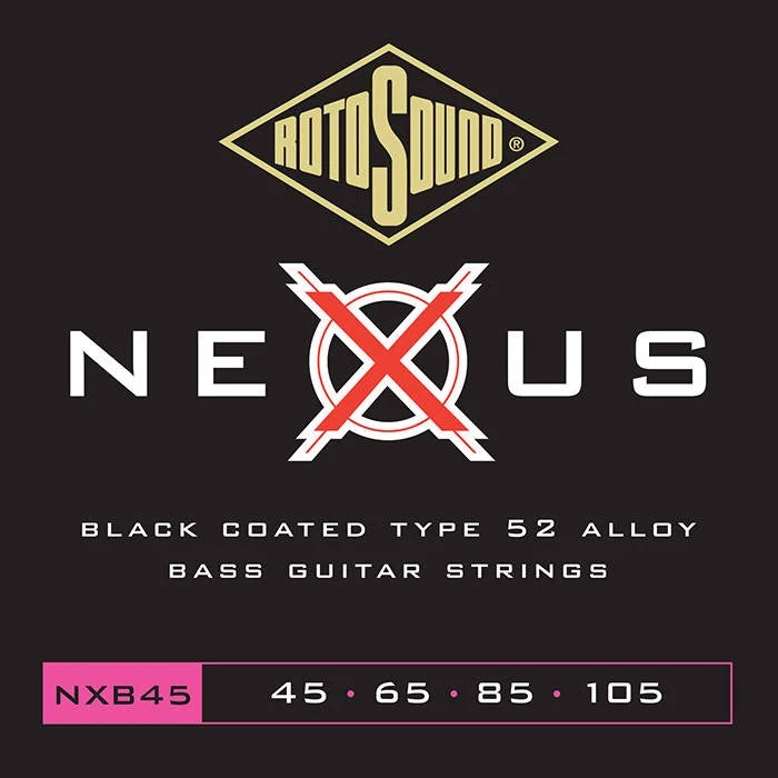 Rotosound Nexus Bass NXB45 Black Polymer Coated Tyep 52 Bass Strings 4-String Bass Strings (45-105) - Instrument Accessories